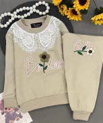 ست دخترانه گل برجسته یقه گیپور - Image 3