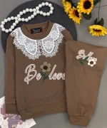 ست دخترانه گل برجسته یقه گیپور - Image 5